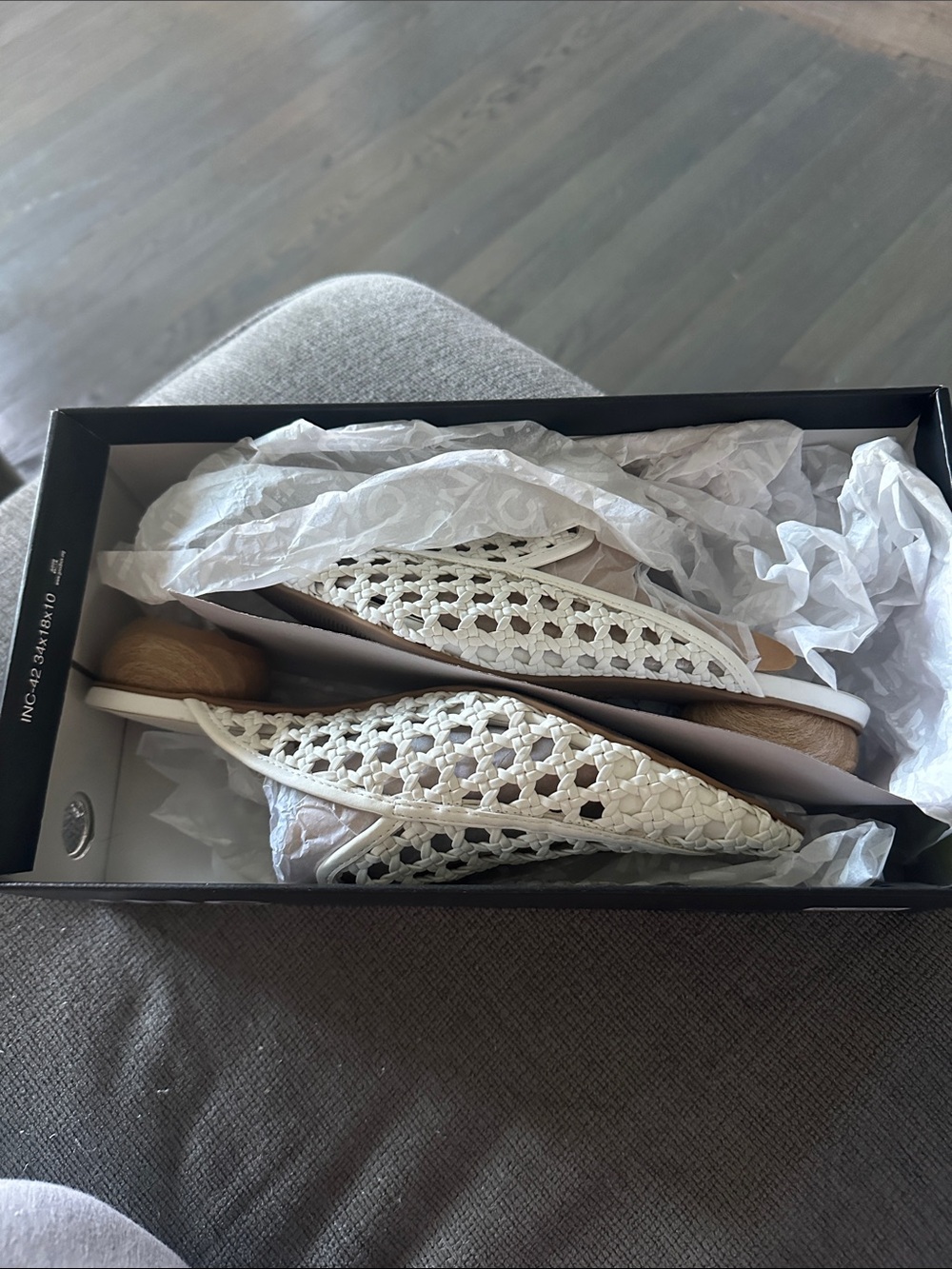 INC International Concepts Cream Woven Slip-On Mules